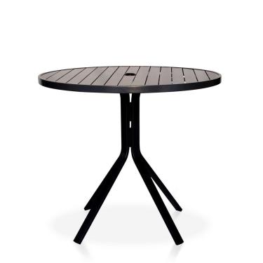 Imagem de Mesa Para área Externa, Gourmet, Jardim Com Tampo Em Alumínio Ripado - Preto Tampo Tamp...