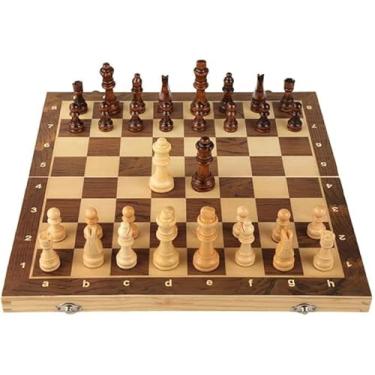 Imagem de Jogo de Xadrez de Madeira Dobrável Portátil com Armazenamento Interno – Presente Criativo, Decoração, Festival e Jogos de Tabuleiro