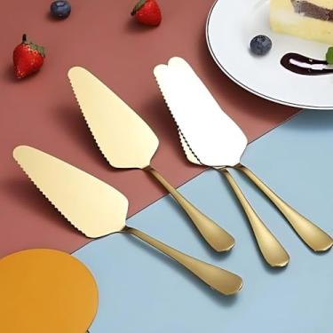 Imagem de Espátula para Bolo e Torta, Aço Inox Dourado, Utensílio de Servir Gourmet Com Corte Serrilhado