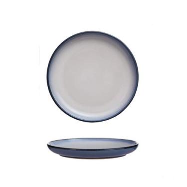 Imagem de Prato de serviço prato redondo de bife para uso doméstico, elegante vitrificada sobremesa salada prato de macarrão, prato de jantar seguro para micro-ondas e lava-louças, cores sortidas. Pratos (Cor
