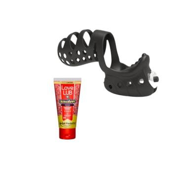 Imagem de Anel Peniano com Vibração e Massageador de Testículos em Silicone Flexível – Estimulador Masculino Recarregável e Confortável + Gel Lubrificante Aromatizado Incluso