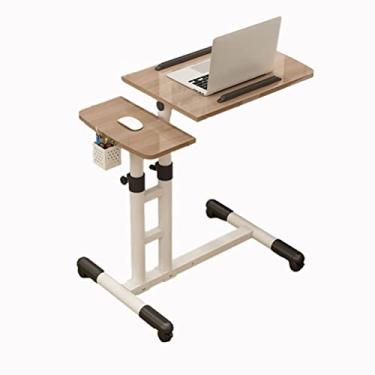 Imagem de BSNANCA Mesa sobrecama, mesa portátil para laptop com rodas, altura ajustável, inclinação superior e suporte móvel de rolamento, bandeja de mesa inclinável sobre cama lateral de sofá (rosa) (natural)