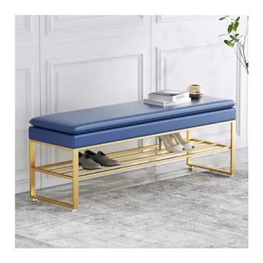 Imagem de Banco de sapateira de 2 níveis, banco organizador de sapatos, banco de entrada para entrada, sala de estar, porta da frente do corredor, moldura de metal