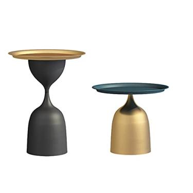 Imagem de Mesa de centro mesa de centro moderna sala de estar quarto sofá mesa lateral de chá pequena mesa lateral de ferro prateleira de cabeceira redonda prateleira de canto rack de armazenamento mesas