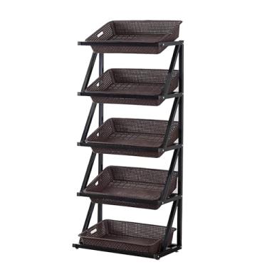 Imagem de Rack de exibição de loja, suporte de exibição de varejo, organizador de prateleira de supermercado versátil, organizador de lanches de despensa de cozinha de chão, com caixa de armazenamento removível