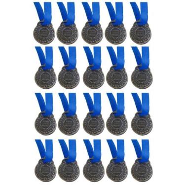 Imagem de Kit C/20 Medalhas de Ouro Prata ou Bronze Honra ao Mérito C/Fita Azul 