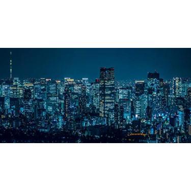 Imagem de Yeele 6 x 3 m Famosa cidade vista noturna pano de fundo arranha-céus brilhantemente iluminado cenário de cidade moderna paisagem de cidade decoração de fundo papel de parede homem adulto retrato foto