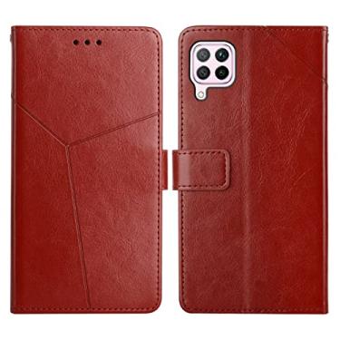 Imagem de HONGYAN Capa de telefone Para Huawei p40 lite y costura horizontal capa de couro com suporte e slots de cartão e carteira e moldura fotográfica Capa protetora