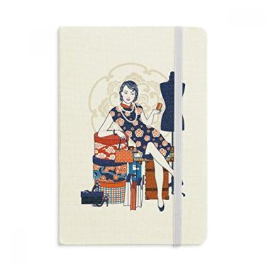 Imagem de Caderno de beleza branca da cultura chinesa, capa dura em tecido, diário clássico