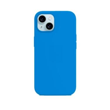 Imagem de Capinha Compatível com Iphone 15 PLUS Preta, Branca, Azul, Rosa, Bordô, Roxo, Lilás, Pink, Laranja, Vermelho, Amarelo, Flexivel, Tecnologia anti impacto, Aveludada com design PREMIUM (AZUL CLARO)