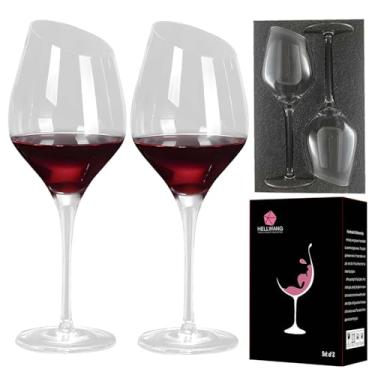 Imagem de Conjunto de 2 taças de vinho tinto de cristal premium sopradas à mão - 425 g, haste longa, borda fina, perfeita para vermelho ou branco, uso diário, aniversário exclusivo ou presente de aniversário
