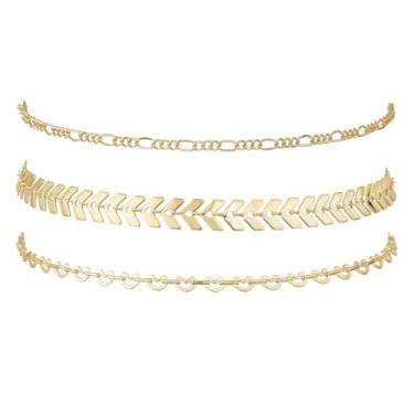 Imagem de CJIAYUJEW Tornozeleiras douradas ajustáveis em camadas, elos cubanos, impermeável, flecha, coração, borboleta, cadeado, conjunto de tornozeleiras, verão, praia, pé, joias, presente para mulheres,