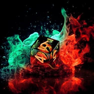 Imagem de GiGiGuGu DND Dice Set-Liquid Core Beholder's Dragon Eye 7pcs Polyhedral Resin Dice with Sharp Edged and DND Metal Gift Box for RPG & Role Playing (D20, D12, D10/D%, D8, D6, D4) (Red&Blue)