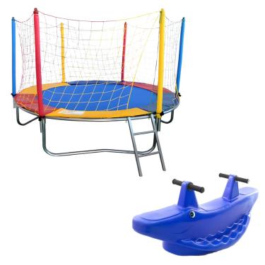 Imagem de Cama Elástica 2,30m Infantil Colorida Premium Resistente Gangorra 2 Lugar