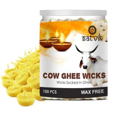 Imagem de Pacote de 100 ghee de vaca Ghee Wicks Craftsman SATVIK 100% puro