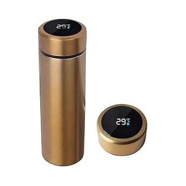 Imagem de Garrafa Térmica LED Inox 500ml com Sensor de Temperatura – Mantém Bebidas Quentes ou Frias por Horas – Ideal para Café, Água, Chá – Antivazamento e Design Moderno