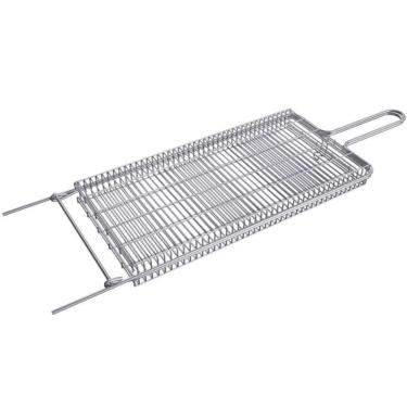 Imagem de Grelha Aço Fechada Churrasco Miúdos Frango Pão De Alho