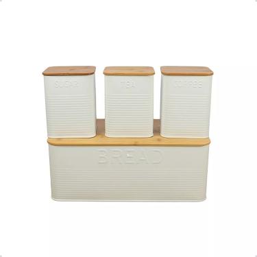 Imagem de Conjunto Porta Pão Bambu 3 Potes White Bh23353