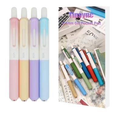 Imagem de Tinsync Mini caneta de bolso de ponta fina de 0,5 mm, caneta de gel EDC compacta para enfermeiros e diário, canetas descartáveis de escrita suave de secagem rápida, design pequeno e fofo (pacote com 4