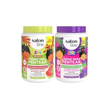 Imagem de Salon Line, Kit 2 Cremes de Pentear Kids, Melancia e Uva, Veganos - Para Cabelos Ondulados, Cacheados e Crespos, 1kg
