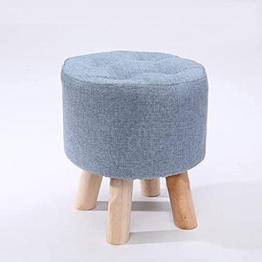 Imagem de Banqueta dobrável para os pés, banquinho para os pés, banco de mudança de madeira, banco de descanso para os pés, otomano com capa de linho removível e 4 pernas de madeira, assento acolchoado para