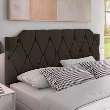 Imagem de Cabeceira Box Estofada Para Cama de Casal até Cama Queen 1,40 a 1,95 Fixação Parede(Marrom,1,60 - Queen)