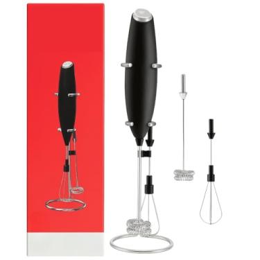 Imagem de Mini Misturador Batedor Batedeira Mixer Elétrico Com Suporte 2 em 1 Para Vitaminas, Sucos, Claras, Bebidas, Leite e Café