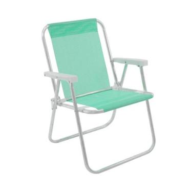 Imagem de Cadeira De Praia Alta Em Alumínio Lazy Sannet Mormaii Verde - Bel Fix,