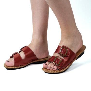 Imagem de Sandália  em Couro Vermelho - Flor D#39;Couro, 35