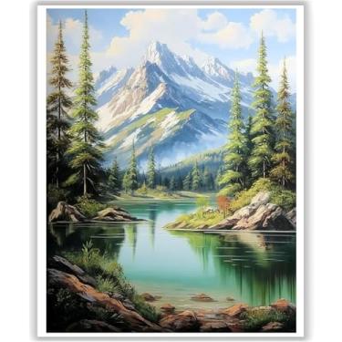 Imagem de HITO Kit de pintura de paisagem por números para adultos - Pintura de paisagem por número para adultos para decoração de parede de casa 40 x 50 cm