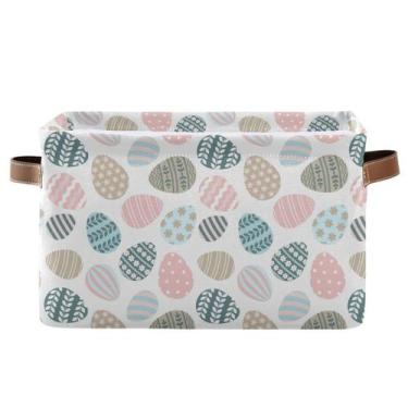 Imagem de Cesta de Páscoa Wamika - Tecido 40x30x20cm - Para Armazenamento de Ovo