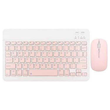 Imagem de Combo de teclado e mouse, teclado Bluetooth de carregamento USB de 25 cm, teclado ultrafino e silencioso com 3 marchas ajustáveis DPI 4 teclas, mouse para PC, laptop, desktop (rosa)