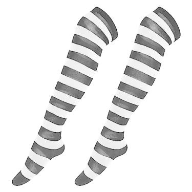 Imagem de Meias longas listradas da , meias de anime acima do joelho, meias acima do joelho, meias para de Halloween, preto e amarelo, Preto, branco, M