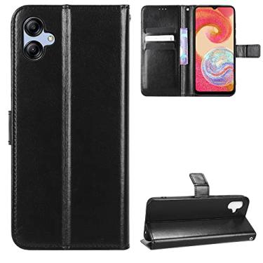 Imagem de Kukoufey Capa de couro para Samsung Galaxy A04E, capa carteira de couro flip para Samsung SM-A042F/DS Galaxy A04e 4G / SM-A042M/DS SM-A042F SM-A042M capa preta