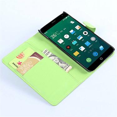 Imagem de Capa carteira MEIZU MX4, capa carteira flip de couro PU premium com compartimento para cartão, suporte e fecho magnético [capa interna à prova de choque de TPU] Compatível com MEIZU MX4