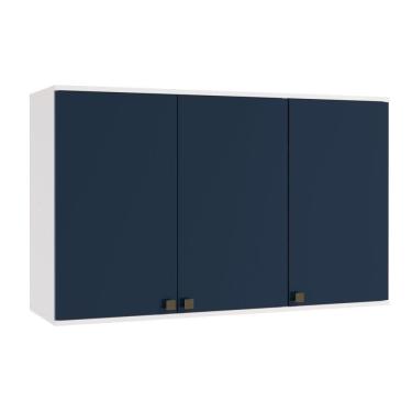 Imagem de Armário Aéreo Celeste Kappesberg 100% Mdf 3 Portas Branco/azul 120cm