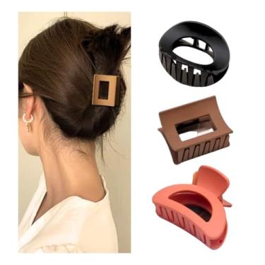 Imagem de Piranha Prendedor Pregadeira Presilha de Cabelo Acessório Moderna Luxo Moda Estilo Geométrico Acetinado 6 cm – Kit 03 Unidades