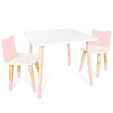 Imagem de Kit Mesa e 2 Cadeiras Infantil Urso - Eita Casa Perfeita, Rosa Bebe