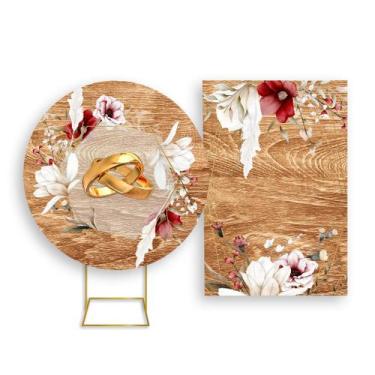 Imagem de Painel De Festa Redondo 1,50x1,50 + Painel Vertical 1,50x2,20 - Noivad