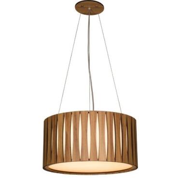 Imagem de Lustre de Madeira Redondo Amêndola Detalhado - My Lamp Store