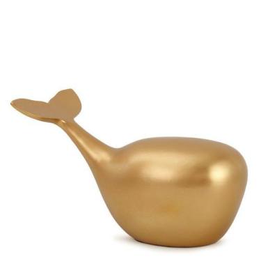 Imagem de Escultura baleia em polirresina dourada 25cm - MART