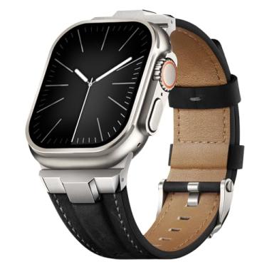 Imagem de Suitisbest Pulseiras de couro compatível com Apple Watch Ultra de 49 mm, 45 mm, 44 mm e 42 mm, pulseira de substituição para Apple Watch Ultra 9 8 7 6 5 4 3 SE