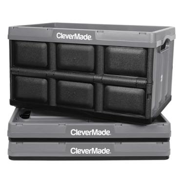 Imagem de CleverMade Caixas de armazenamento dobráveis - Pacote com 3 pedras 46L - Recipientes empilháveis Caixas dobráveis de capacidade pesada - Economia de espaço para casa