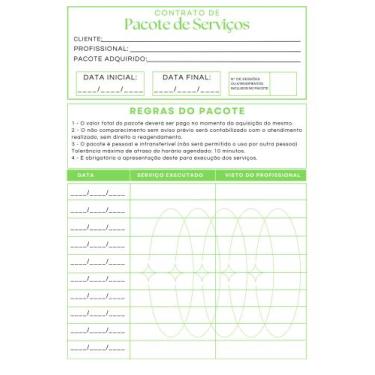 Imagem de Contrato Pacote Serviços Manicure Estética Depilação 2 Blocos, Verde
