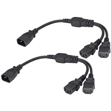 Imagem de AAOTOKK (Pacote com 2) Plugue divisor em Y C13 para cabo de extensão adaptador de alimentação CA C14, cabo de alimentação de computador padrão IEC-320-C14 para IEC-320-C13 para monitor e scanner HDTV