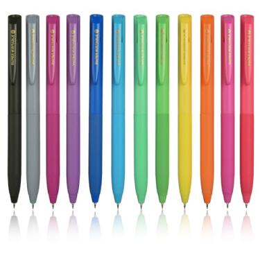 Imagem de ZZWUAPT Canetas de gel retráteis, canetas de gel coloridas, conjunto de 12 cores, tintas coloridas multicoloridas, 0,5 mm, ponta fina, aderência confortável, secagem rápida para diários, cadernos,