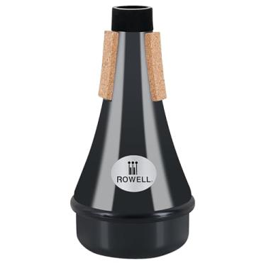 Imagem de ROWELL Trompete mudo, ABS reto para trompete, leve para prática, acessórios de trompete para iniciantes. (Preto)