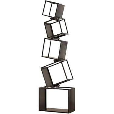 Imagem de Estante criativa, prateleira aberta de 5 camadas, prateleira de armazenamento, prateleira geométrica para livros, estante moderna, para CD/livros/coleções, prateleira de exibição para sala de estar,