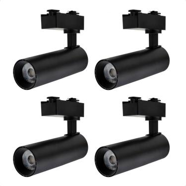 Imagem de Kit 4 Spot Longo Led MR16 para Trilho Eletrificado Preto 3000K Quente
