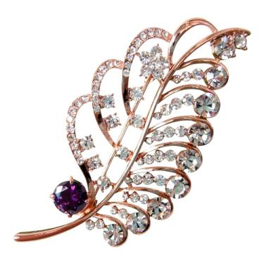 Imagem de Navachi Alfinetes de broche de galhos de cristal com folhas de opala banhada a ouro 18k, Zinco Cristal, Opala sintética